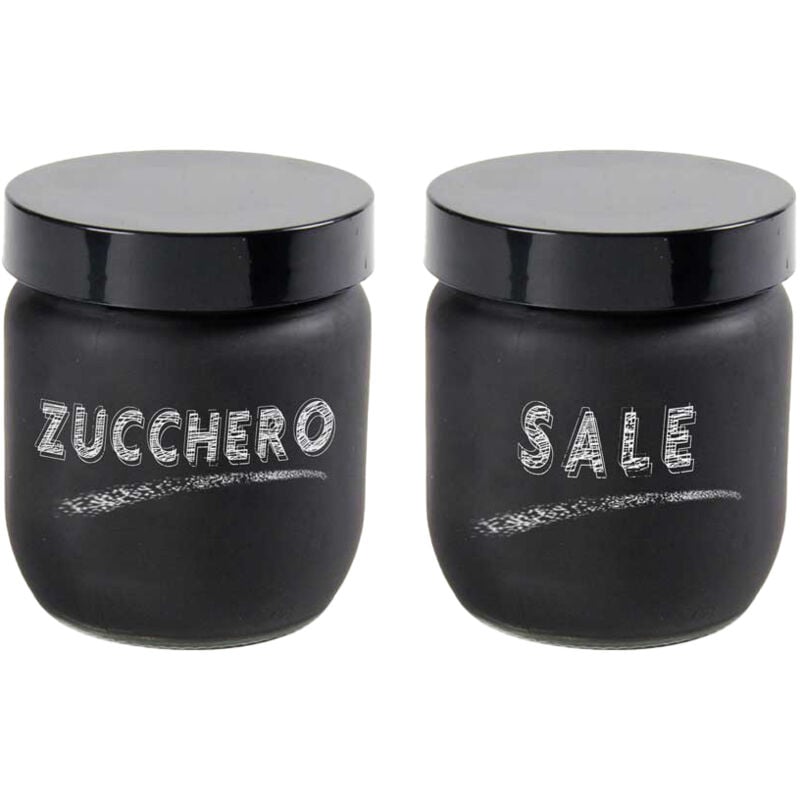foto del prodotto set 2 barattoli in vetro satinato 425ml sale e zucchero in colore nero maury s