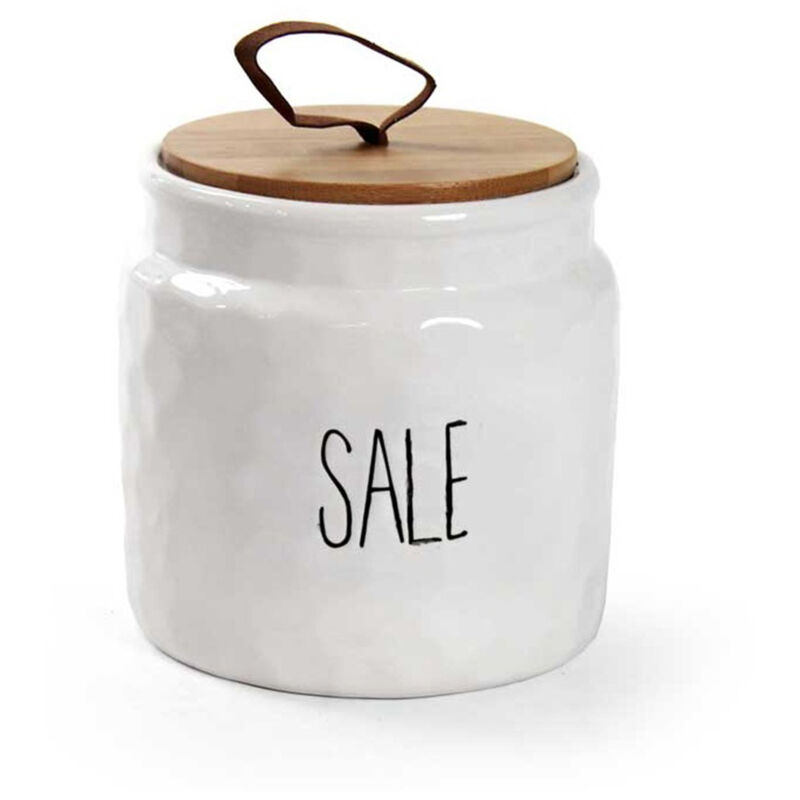 foto del prodotto set 2 barattoli modello ondulato per sale e zucchero 14 cm bianco con tappo in legno