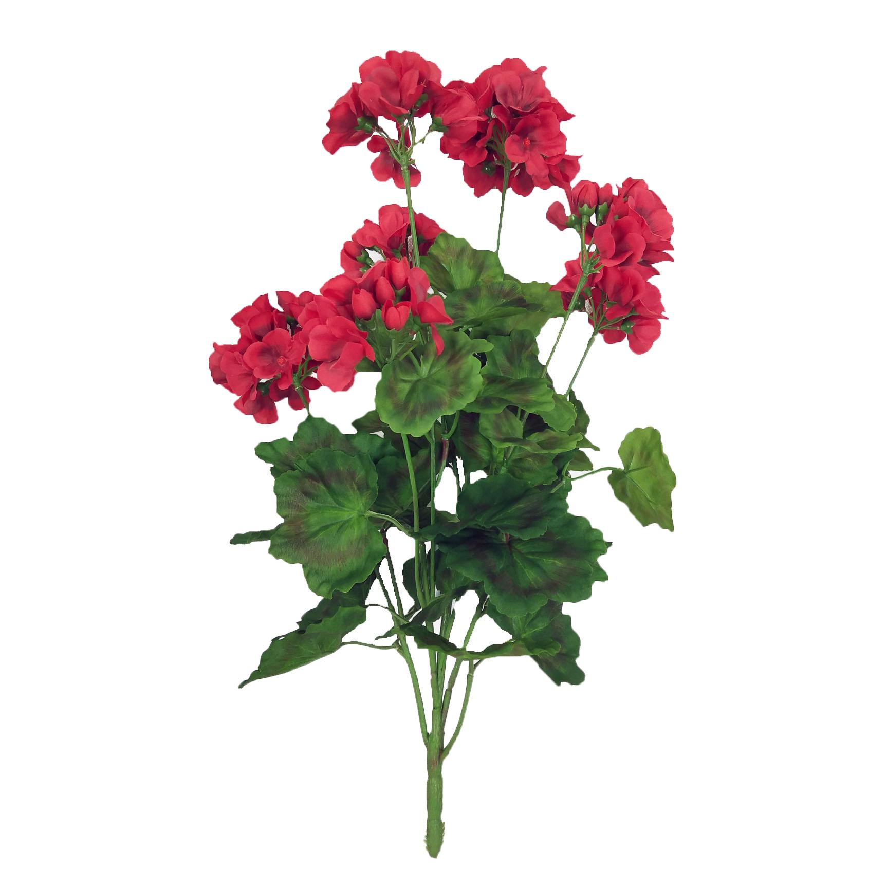 foto del prodotto set 2 cespuglio di geranio artificiale altezza 54 cm rosso