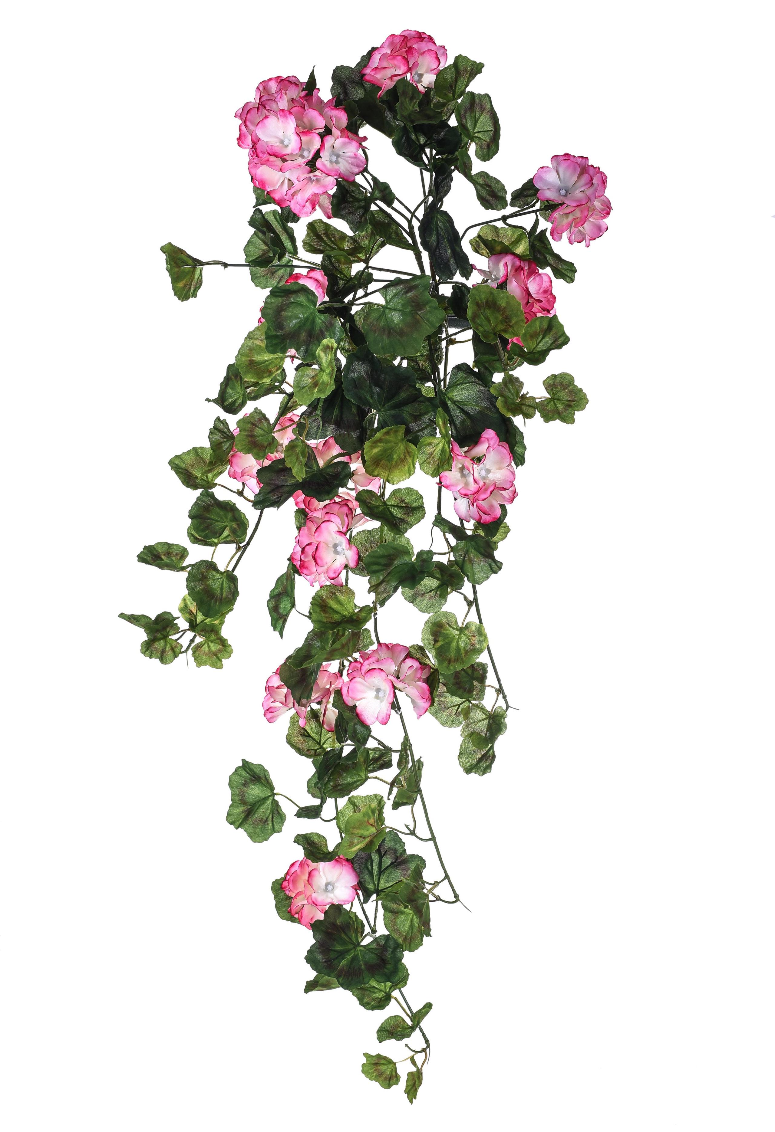 foto del prodotto set 2 cespuglio di geranio artificiale pendente altezza 80 cm bianco