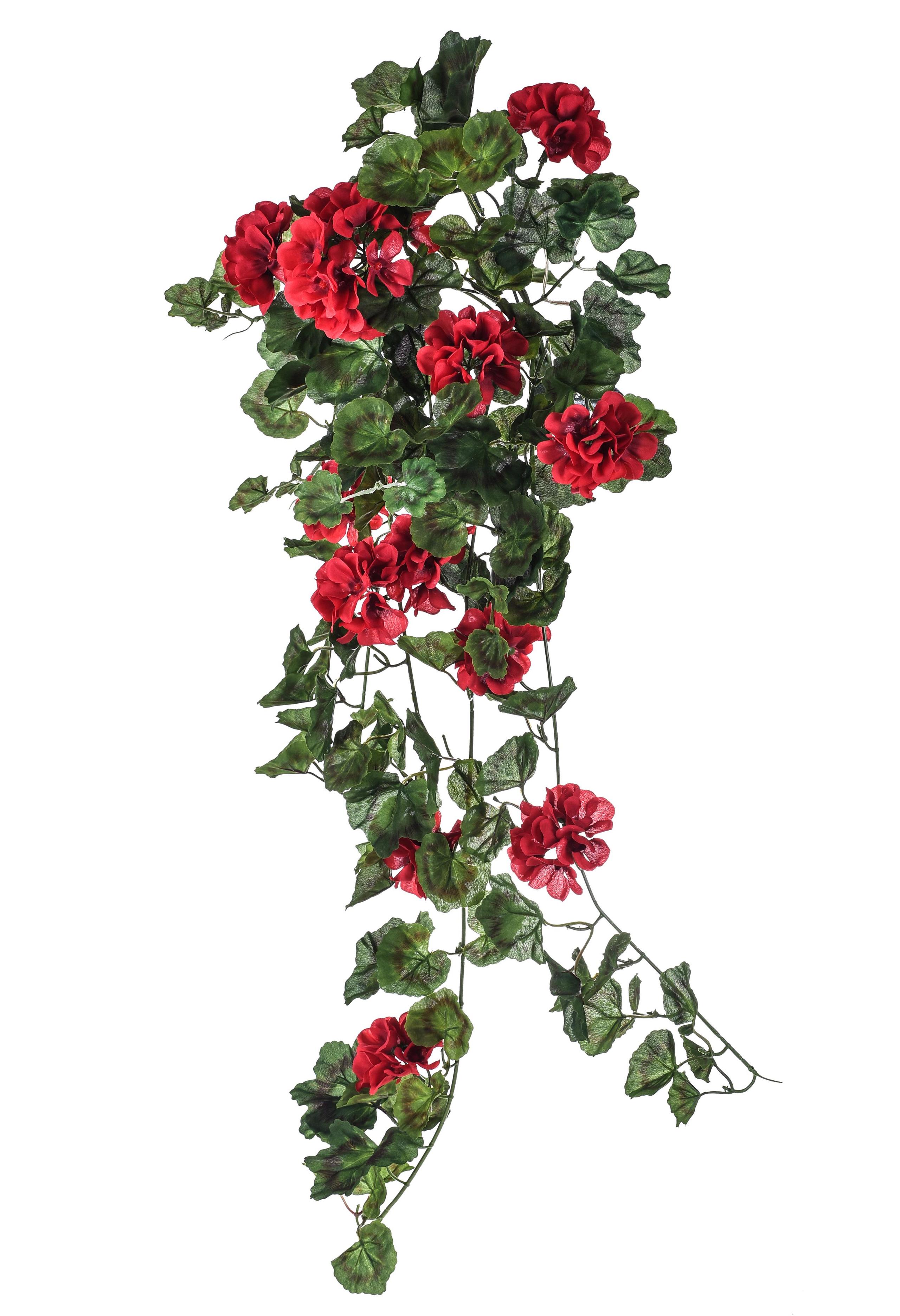 foto del prodotto set 2 cespuglio di geranio artificiale pendente altezza 80 cm rosso