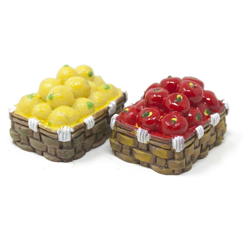 foto del prodotto set 2 ceste in resina con mele e limoni 11275