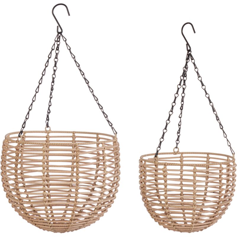 foto del prodotto set 2 ceste sospese yulian tonde in polyrattan naturale
