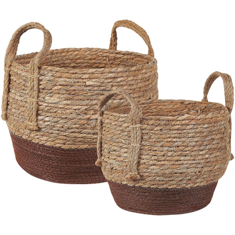 foto del prodotto set 2 cesti per vasi da fiori in fibra marina naturale di colore beige e marrone paladju
