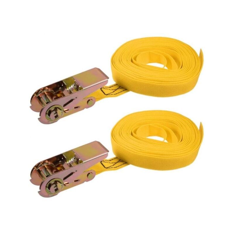 foto del prodotto set 2 cinghie ancoraggio a cricchetto cinghia tensione 25mm x 5m 250kg 121004