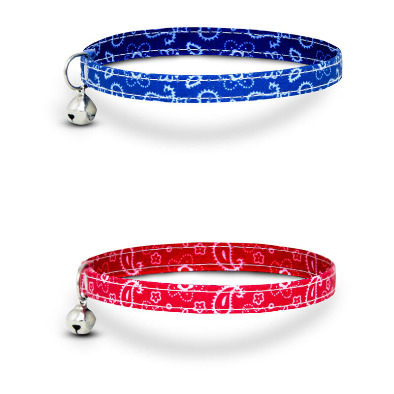foto del prodotto set 2 collare gatto modello easy 1 blu 1 rosso estendibile con sonaglio