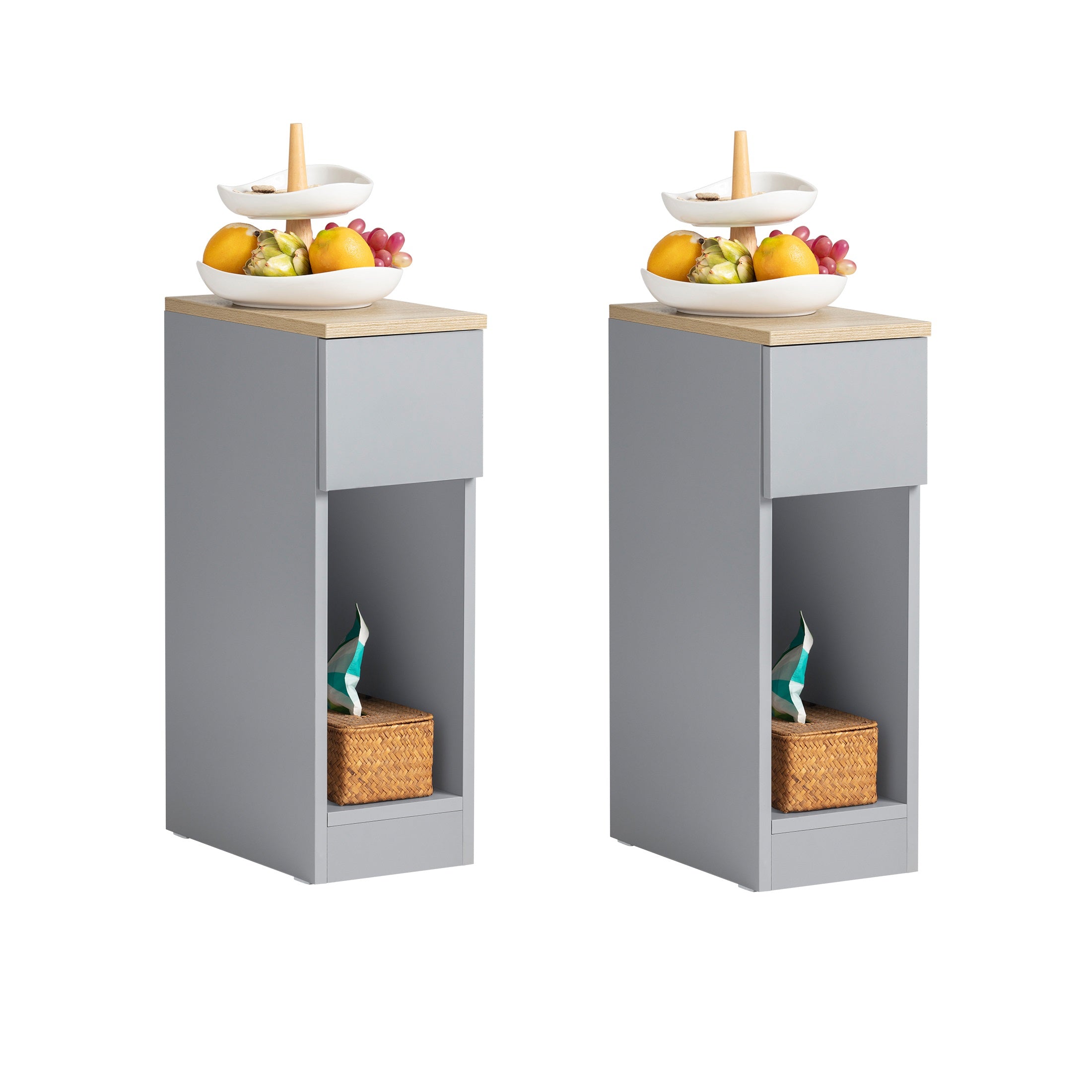 foto del prodotto set 2 comodini 20x60x35 cm grigi fbt111 hgx2