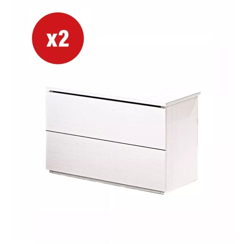 foto del prodotto set 2 comodini giotto 2 cassetti bianco fiammato 49x38x41 cm