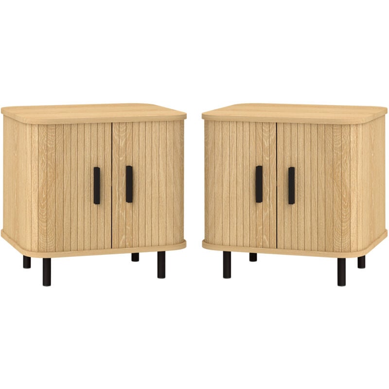 foto del prodotto set 2 comodini per camera da letto con ripiano a 2 livelli nero e rovere homcom