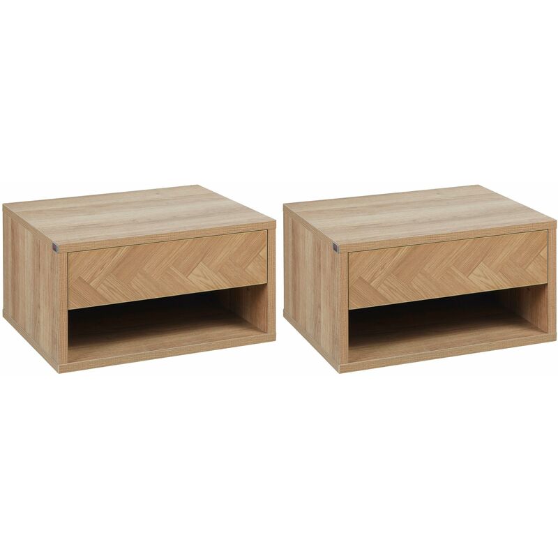 foto del prodotto set 2 comodini sospesi 37x32x21 cm in legno naturale