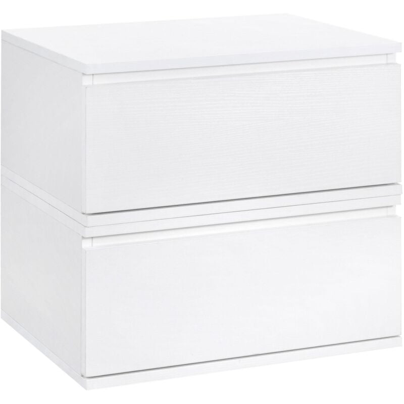 foto del prodotto set 2 comodini sospesi 49x38x23 cm in mdf e truciolato bianco