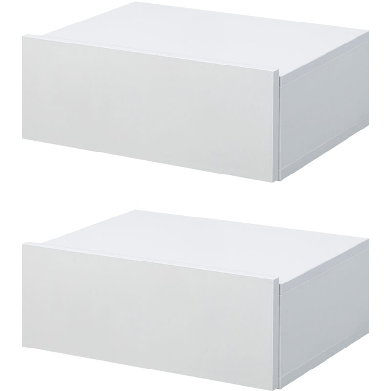 foto del prodotto set 2 comodini sospesi design moderno 40x30x15cm in legno bianco homcom