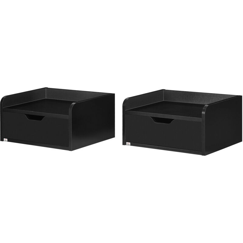 foto del prodotto set 2 comodini sospesi moderni in truciolato nero con montaggio a parete homcom