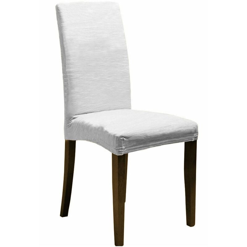 foto del prodotto set 2 coprisedie con schienale elasticizzati in poliestere bianco