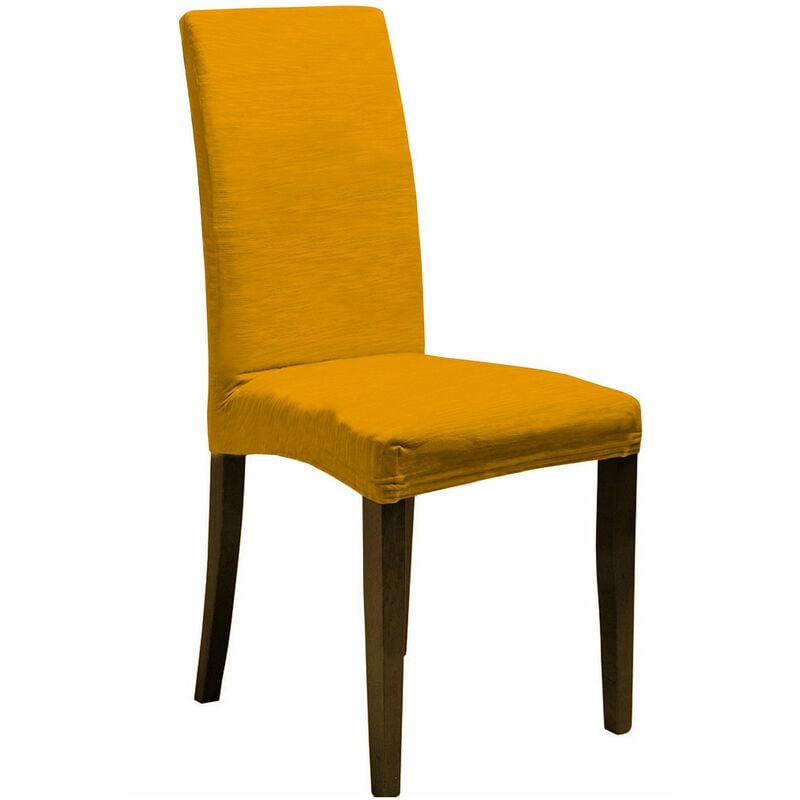 foto del prodotto set 2 coprisedie con schienale elasticizzati in poliestere giallo