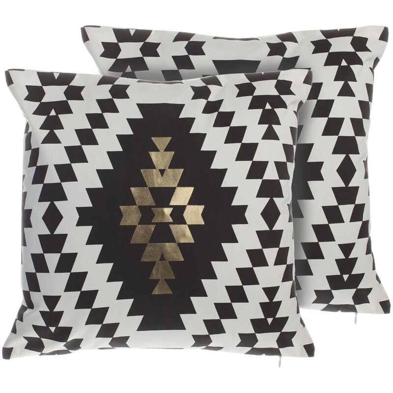 foto del prodotto set 2 cuscini decorativi in cotone nero e bianco a diamanti 45 x 45 cm coleus