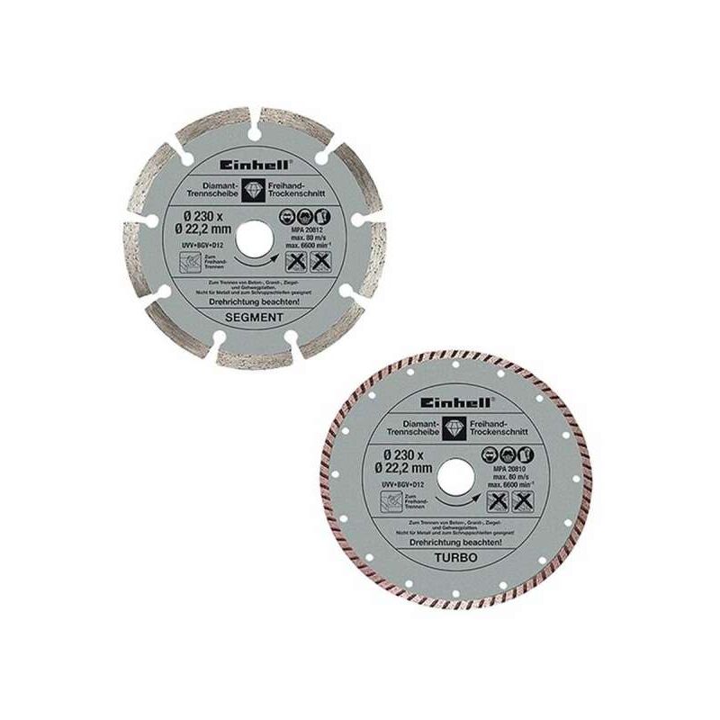 foto del prodotto set 2 dischi da taglio diamantati da 230mm einhell