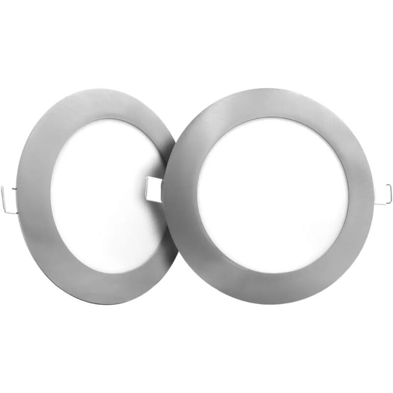 foto del prodotto set 2 faretti led a incasso tondi 12w e 18w con bordo in alluminio satinato, luce per soffitto ideale per case e uffici. design moderno e risparmio