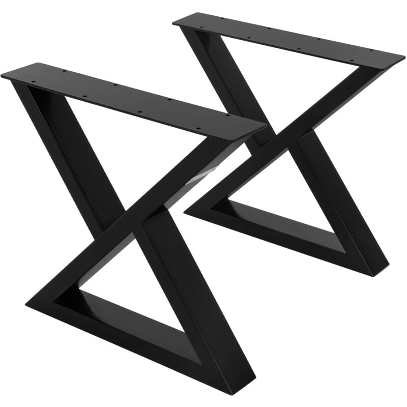foto del prodotto set 2 gambe per tavolo 43x6x40 cm telaio forma ad x per panca struttura in acciaio nero design industriale adatto per panche tavolini da caff da