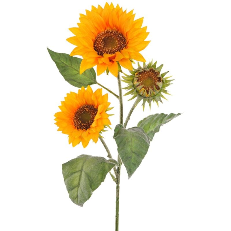 foto del prodotto set 2 girasoli artificiali con 3 fiori altezza 85 cm giallo