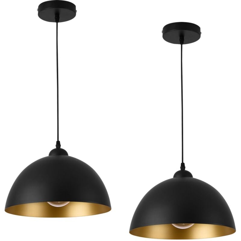 foto del prodotto set 2 lampade a sospensione illuminazione per interni altezza regolabile in metallo diametro 30 cm oro nero 030005761