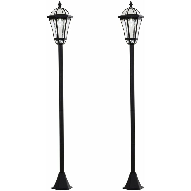 foto del prodotto set 2 lampioni solari per giardino con 2 led e accensione automatica nero