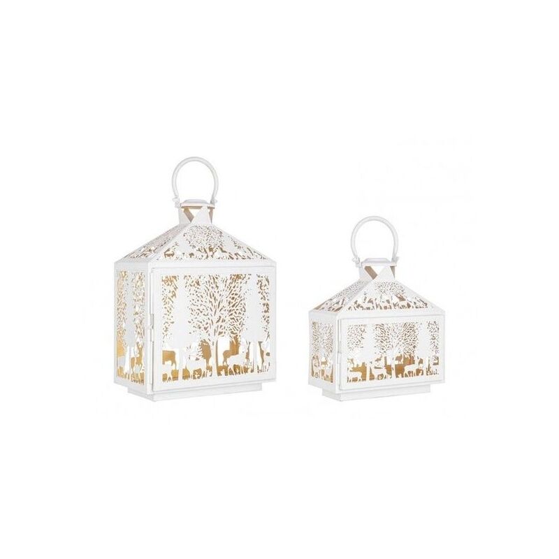 foto del prodotto set 2 lanterne bizzotto alizee bianco oro 0971577