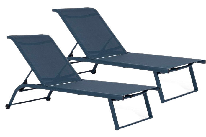 foto del prodotto set 2 lettini prendisole da giardino 70x182x91,5h cm con ruote taylor navy