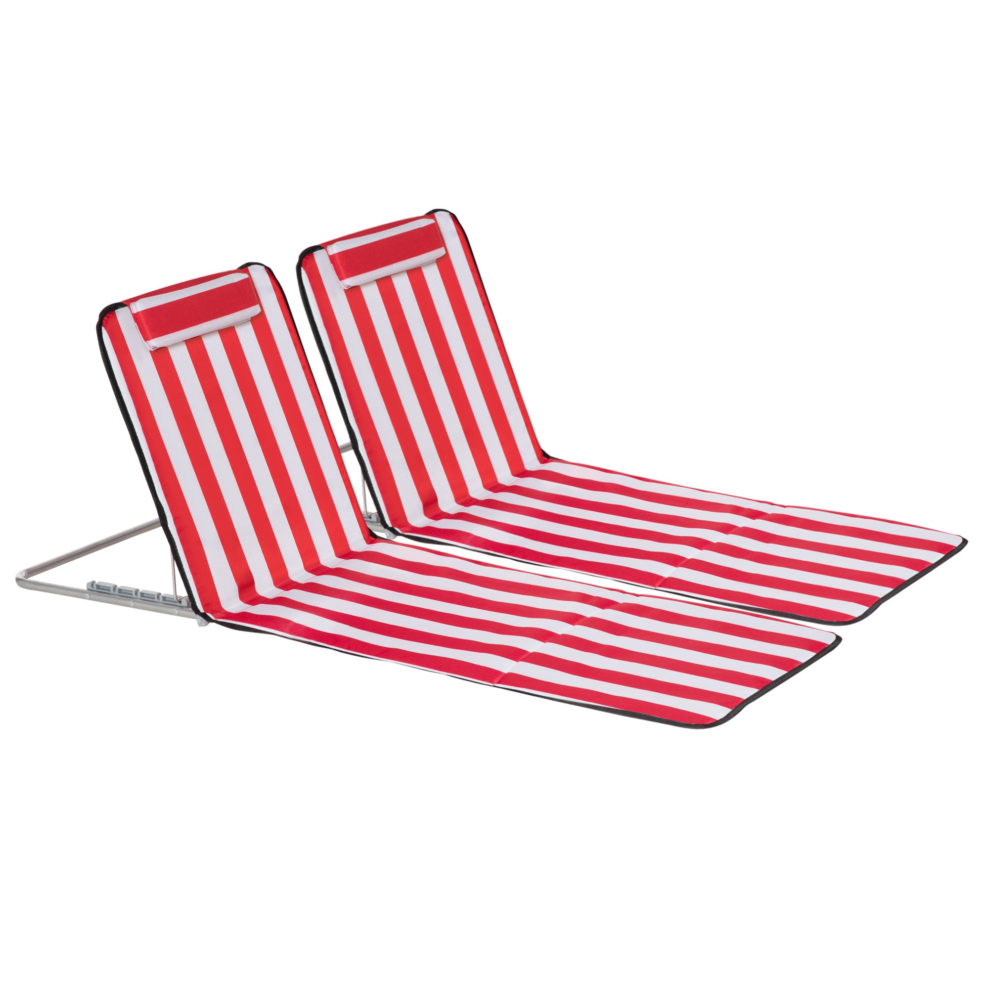 foto del prodotto set 2 lettini spiaggia pieghevoli con schienale regolabile a 5 livelli rosso