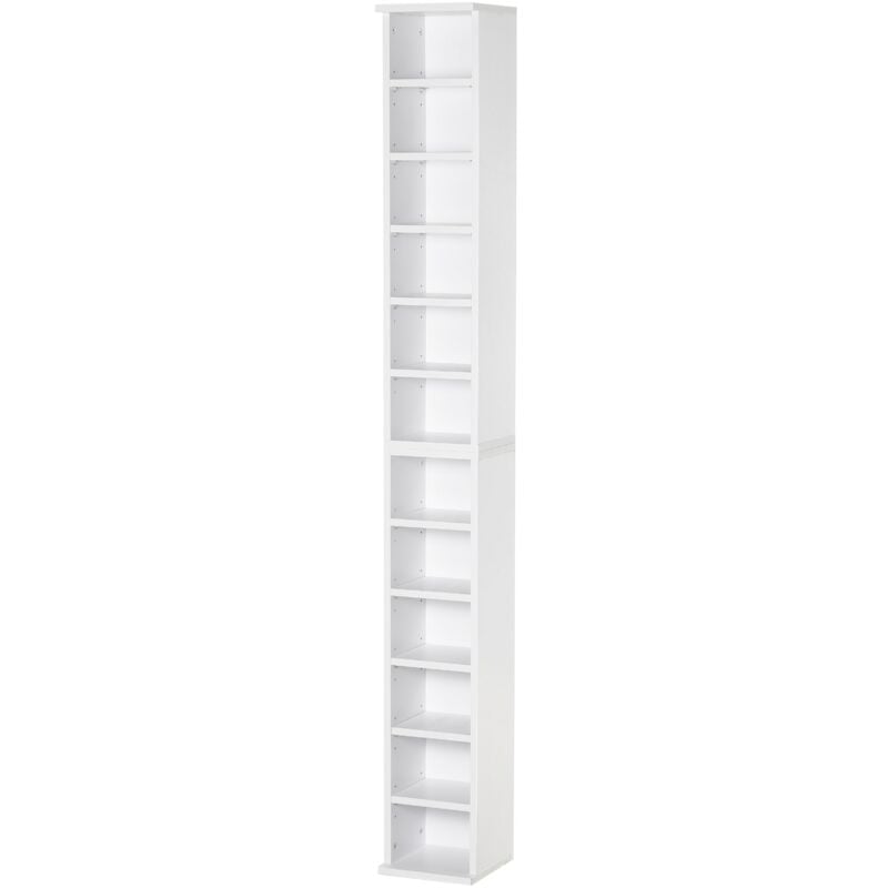 foto del prodotto set 2 librerie scaffale porta cd e dvd 21x22,5x88,5 cm a 12 ripiani totali per 204 cd