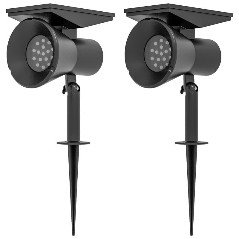 foto del prodotto set 2 luci da giardino solari rgb con 2 modalit di illuminazione. in pp e pc. 10.6x15x38 cm. nero