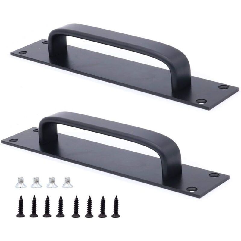 foto del prodotto set 2 maniglie per porte scorrevoli in lega di alluminio nero 20 x 4 cm