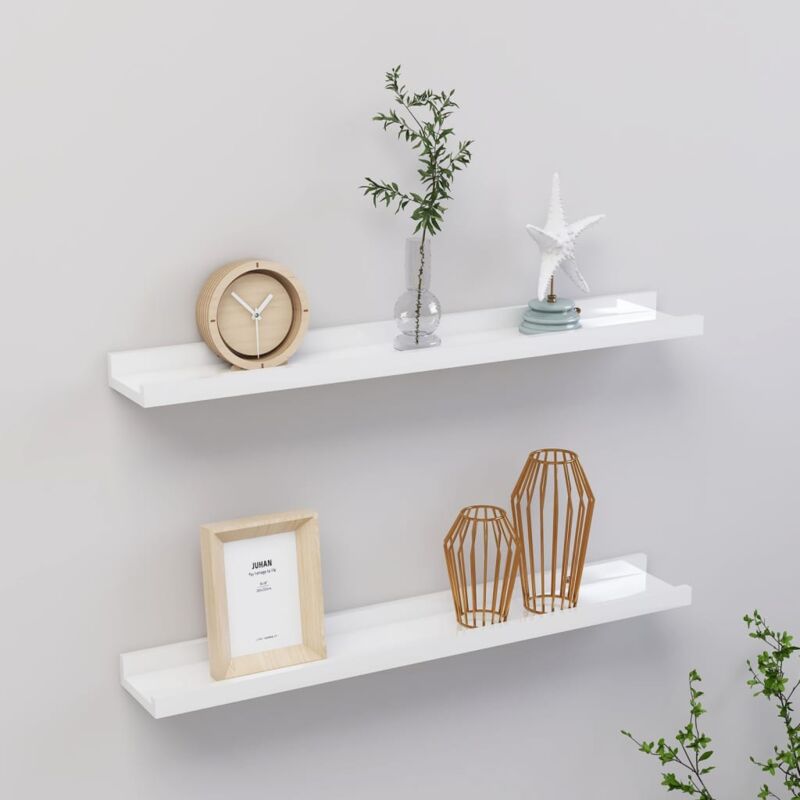 foto del prodotto set 2 mensole 60x9x3cm ideali per qualsiasi ambiente moderne vari colori colore bianco lucido