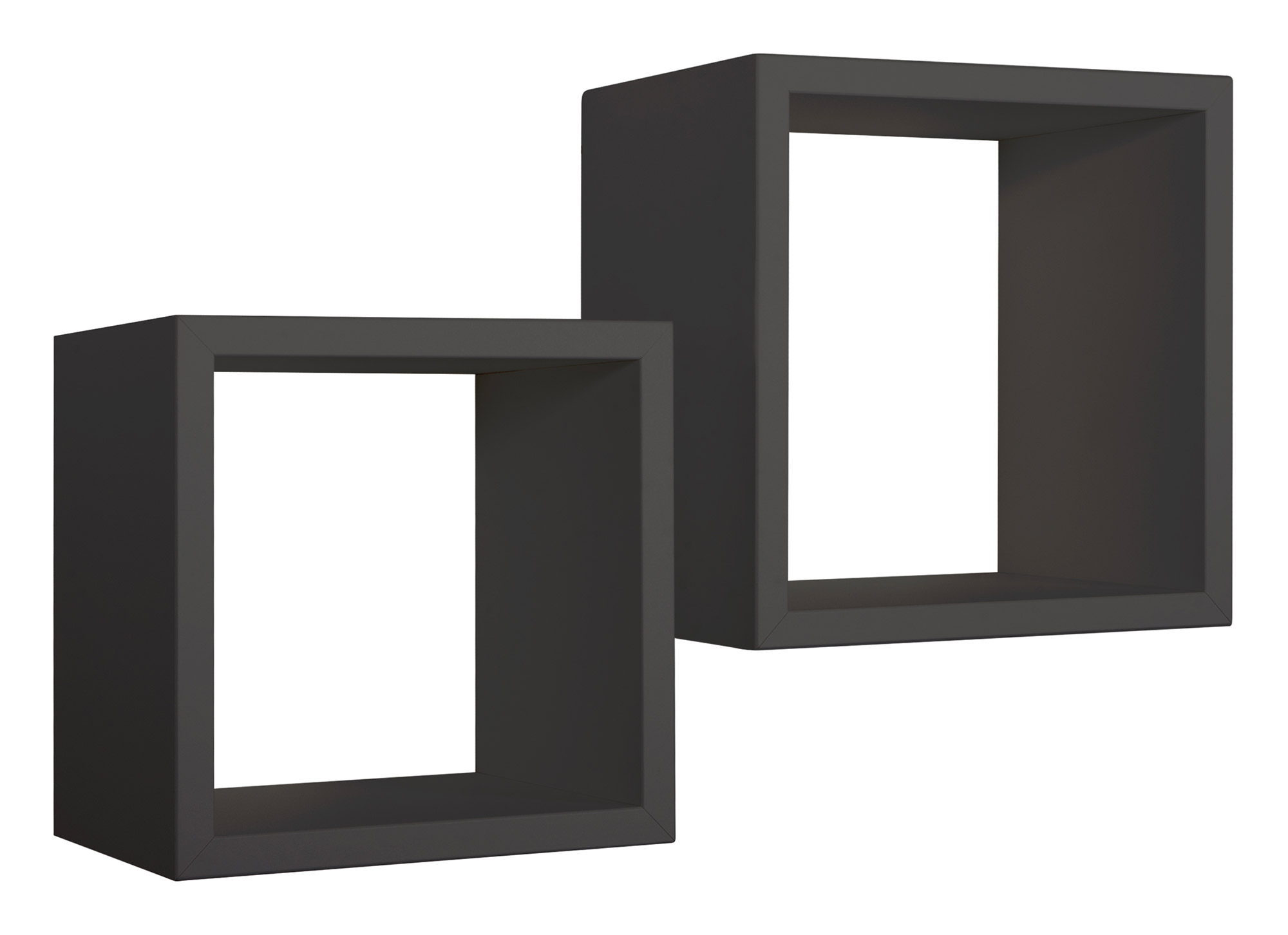 foto del prodotto set 2 mensole cubo da parete quadrato in fibra di legno q-bis maxi nero