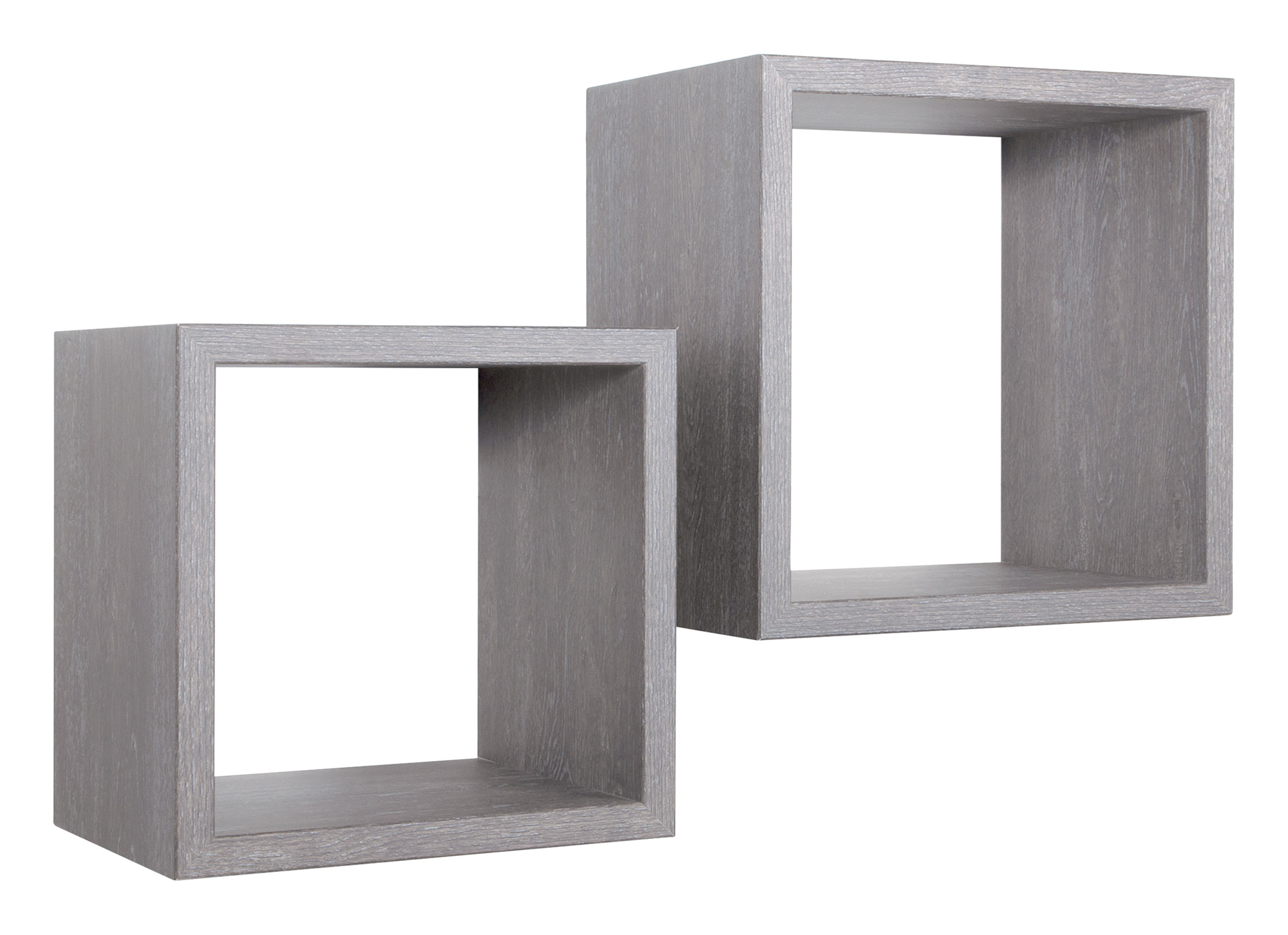 foto del prodotto set 2 mensole cubo da parete quadrato in fibra di legno q bis maxi rovere grigio new