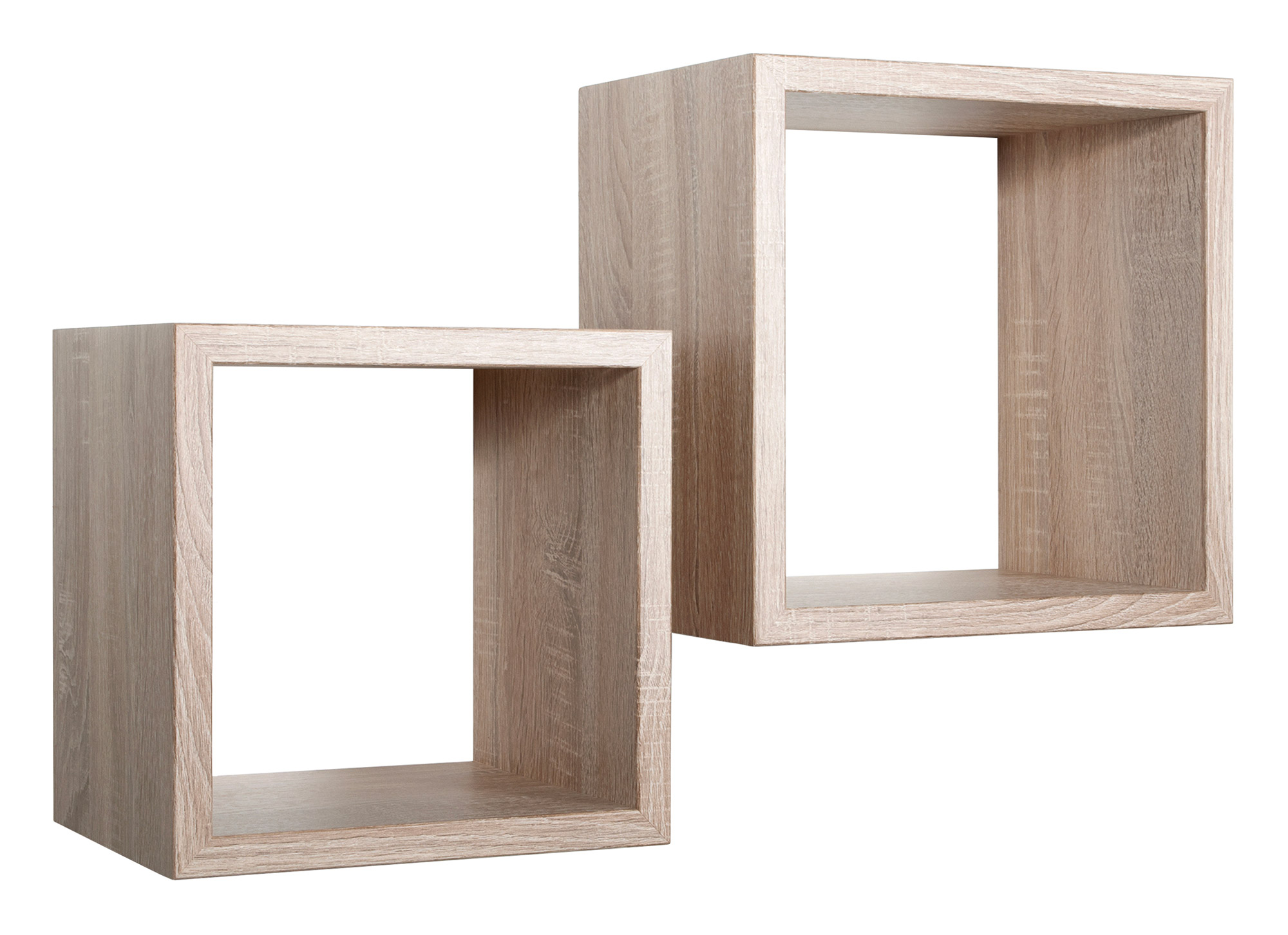 foto del prodotto set 2 mensole cubo da parete quadrato in fibra di legno q-bis maxi rovere naturale/sagerau