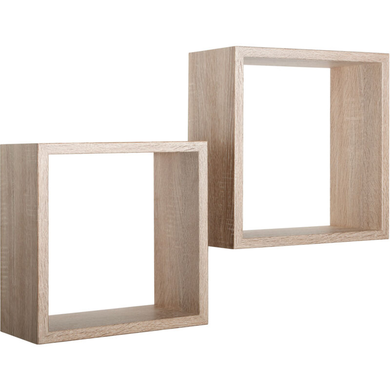 foto del prodotto set 2 mensole cubo da parete quadrato in fibra di legno q-bis rovere sagerau