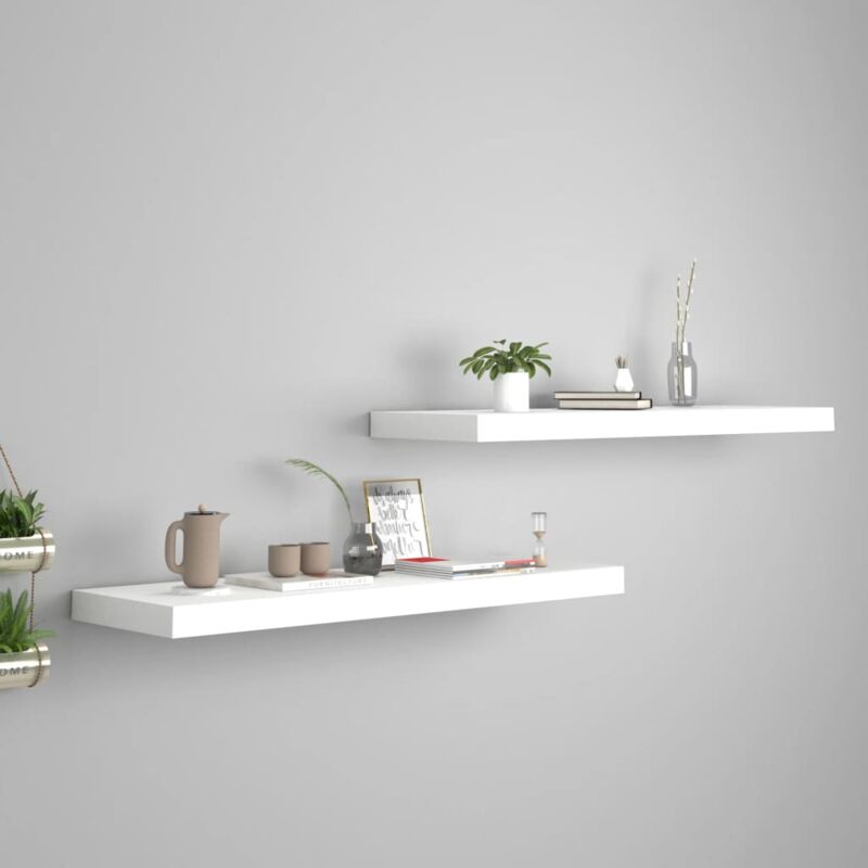 foto del prodotto set 2 mensole da parete 80x23 5cm disponibili in vari colori design moderno colore bianco