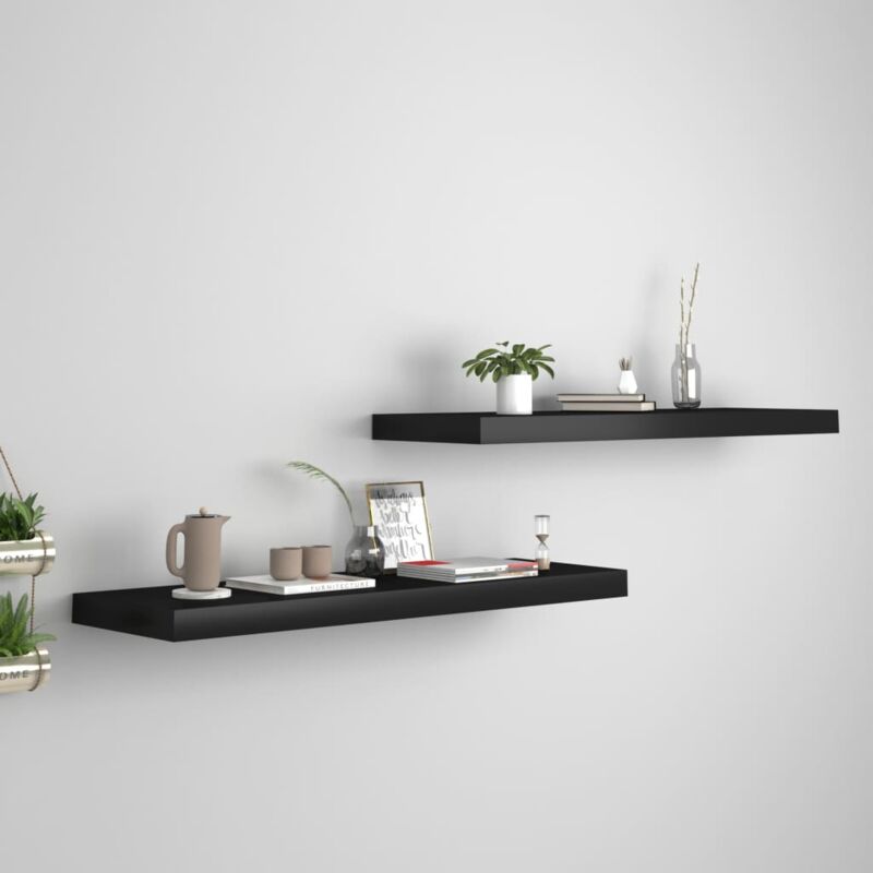 foto del prodotto set 2 mensole da parete 80x23 5cm disponibili in vari colori design moderno colore nero