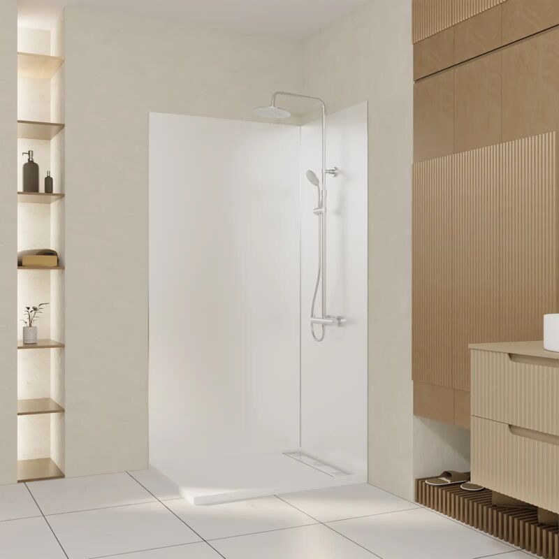 foto del prodotto set 2 pannelli da parete alluminio bianco 80 100x210cm profili cromati