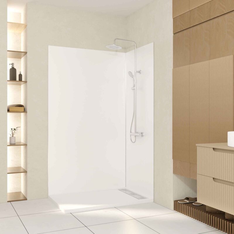 foto del prodotto set 2 pannelli da parete alluminio bianco 80 120x210cm profili cromati