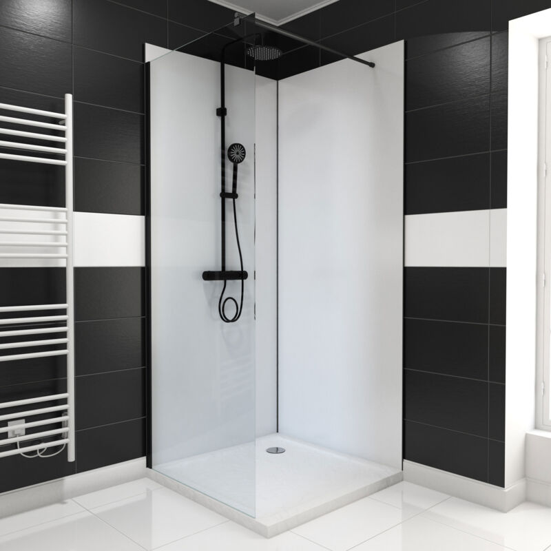 foto del prodotto set 2 pannelli murali alluminio bianco 90 90x210 cm con profili nero opaco wall it