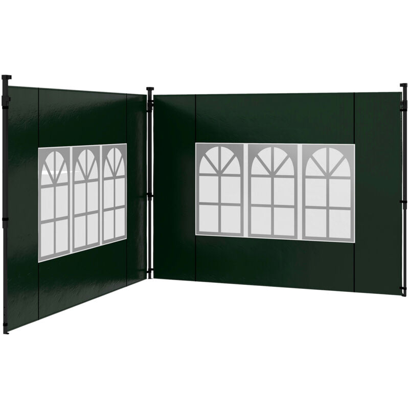 foto del prodotto set 2 pareti gazebo con finestre in pe e plastica verde outsunny