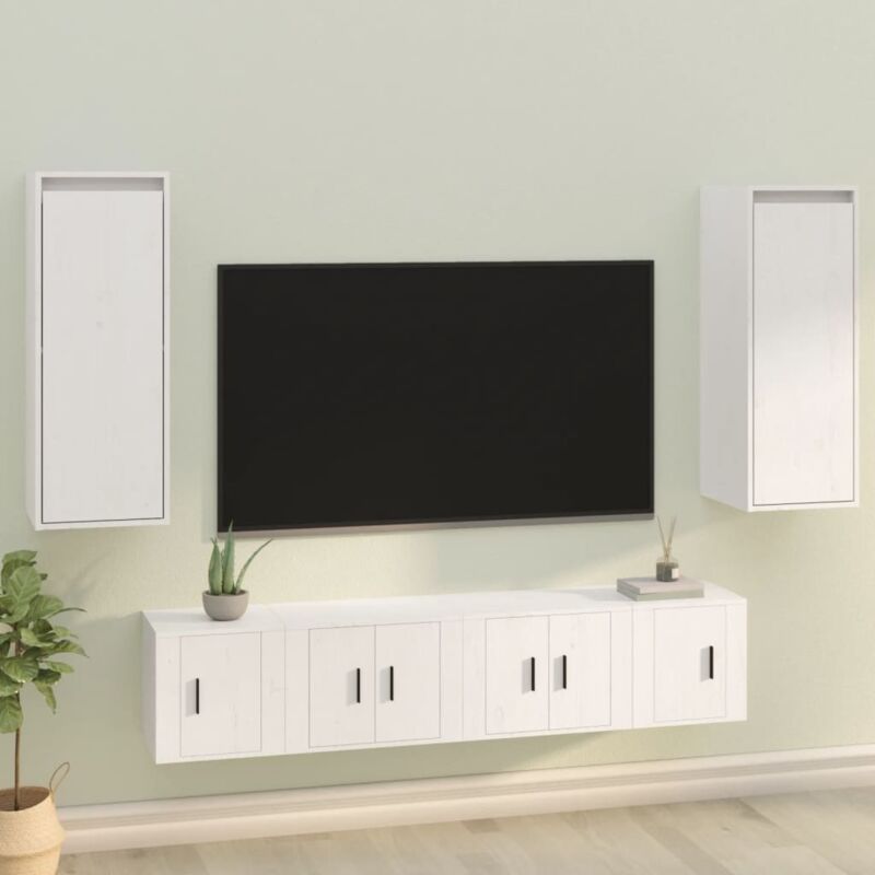 foto del prodotto set 2 pensili con anta da parete per salotto 30x30x80cm in legno vari colori colore bianco