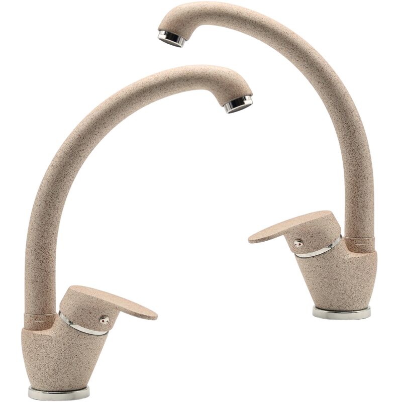 foto del prodotto set 2 pezzi miscelatore ottone avena2 lavello cucina oslo erogazione orientabile