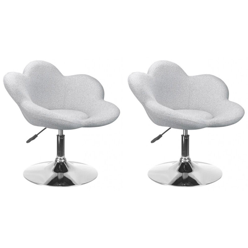 foto del prodotto set 2 poltroncine da soggiorno 69x55x69 81 cm in schiuma poliuretanica fleur cromo grigio chiaro