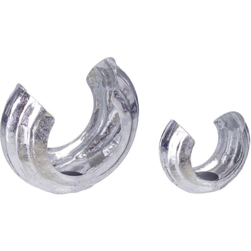 foto del prodotto set 2 porta tealight harsha argento realizzato in metallo 13.5 x 7 x h 11cm 20 x 9 x h 17.5cm
