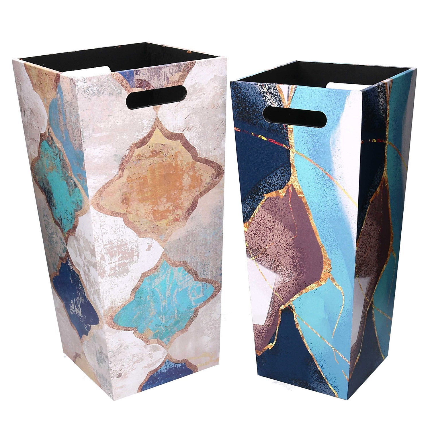 foto del prodotto set 2 portaombrelli in similpelle blu marocco rettangolare