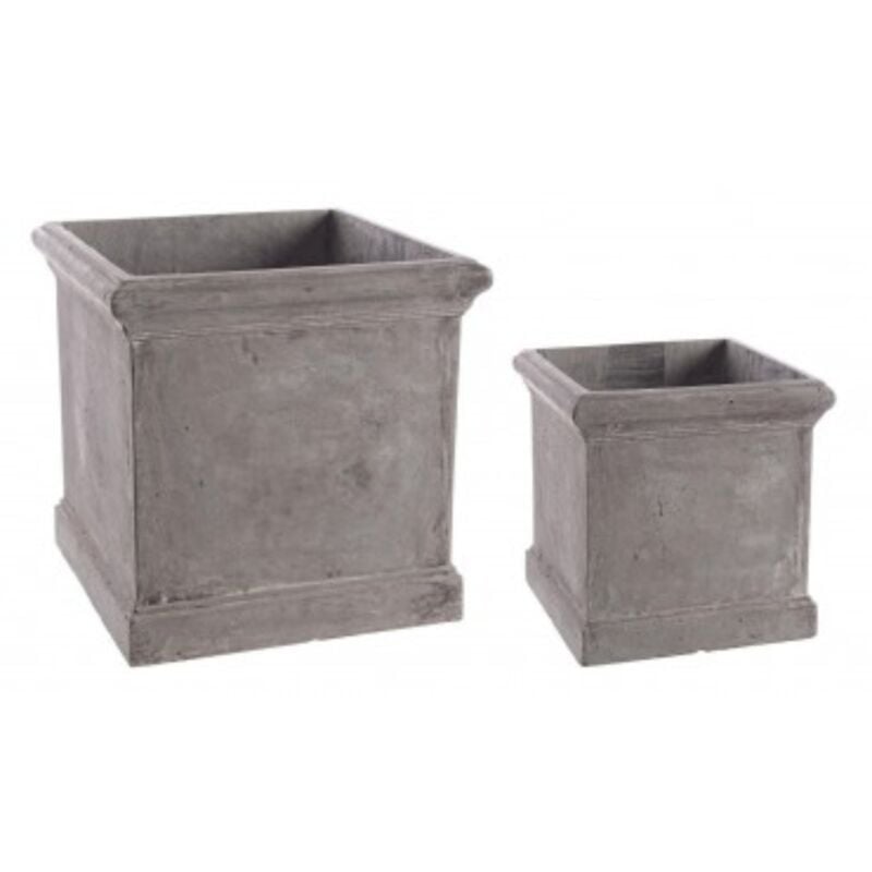 foto del prodotto set 2 portavaso cement grigio in argilla colorata per uso esterno. sfera