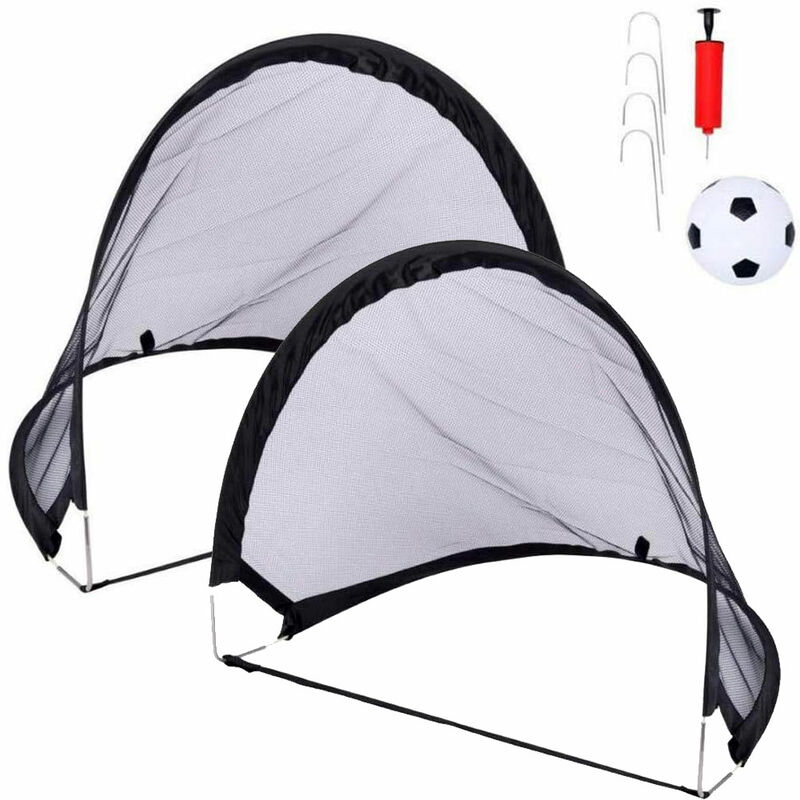 foto del prodotto set 2 porte da calcio pop-up con rete pieghevoli per bambini 60x40x40cm giardino
